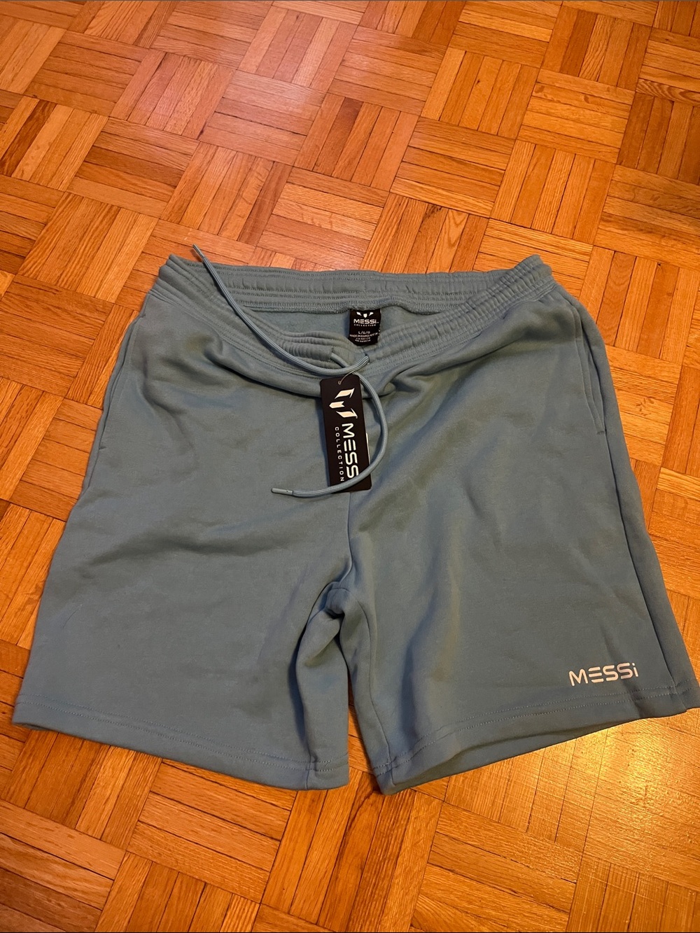 MESSI Men's Slate Blue Athletic Shorts with Drawstring Waist